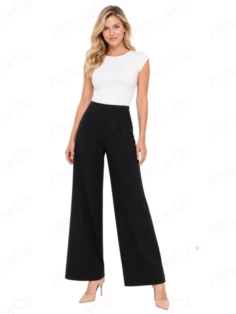 Express Black Stretch Wide Leg Dress Pants Women’s Size 7/8 Career Trousers